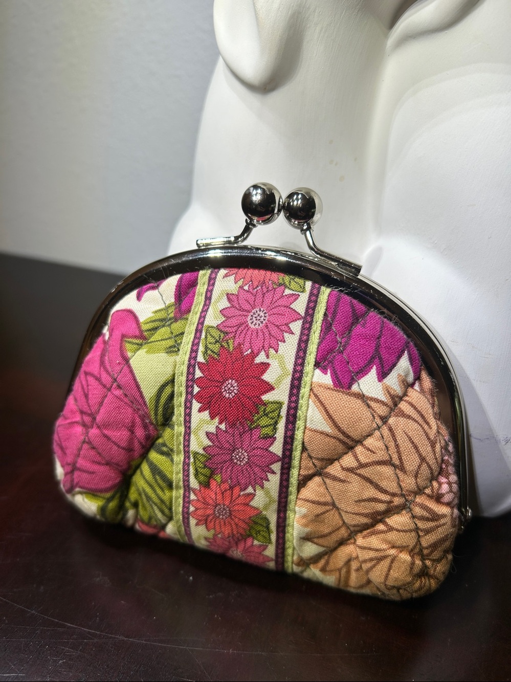 Retired Vera Bradley Double Kisslock VTG  Hello Dahlia Coin / Card Pouch